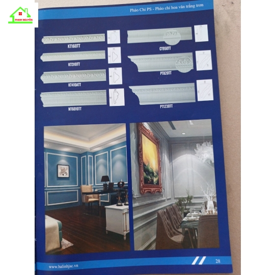 Phào chỉ hoa văn trắng trơn